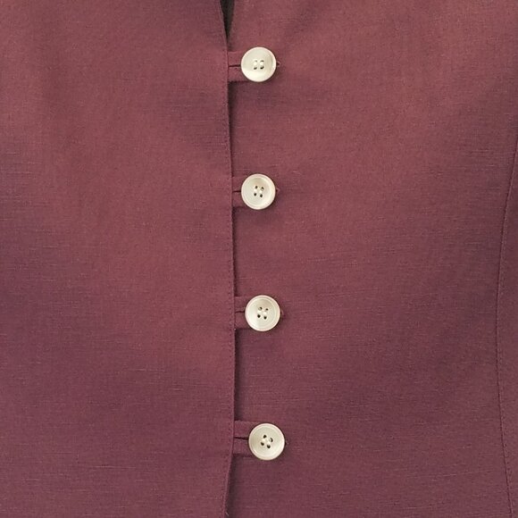 KASPER Skirt Suit Women Sz 4 Short Sleeve Jacket Burgundy Maxi Skirt Linen Lined - Picture 6 of 16